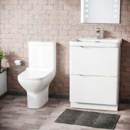 Nes Home White 600mm Floorstanding Vanity Unit & Close Coupled Toilet - thumbnail 2