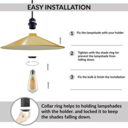 French Gold Cone Lamp Shade Metal Pendant Light Shade, Modern Ceiling Lampshade, Easy Fit Home Lighting Cover - thumbnail 5