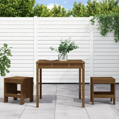 Berkfield 3 Piece Garden Bistro Set Honey Brown Solid Wood Pine - image 1