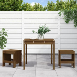 Berkfield 3 Piece Garden Bistro Set Honey Brown Solid Wood Pine