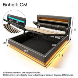 Super King Linen Hydraulic Storage Bed With Led & Usb-C - thumbnail 2