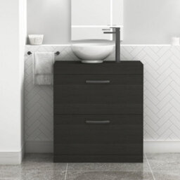 Royal Bathrooms 800mm Floor Standing Vanity Unit 2 Drawer Hale Black & Countertop Basin - Breeze With Matt Black Handle - thumbnail 1