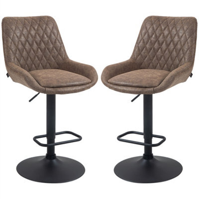 Coffee Adjustable Bar Stools Set Of 2 Swivel Bar Chairs With Back Footrest - image 1