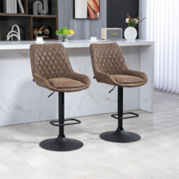 Coffee Adjustable Bar Stools Set Of 2 Swivel Bar Chairs With Back Footrest - thumbnail 3