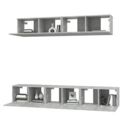 Berkfield Classic 5 Piece Tv Cabinet Set Concrete Grey Engineered Wood - thumbnail 4