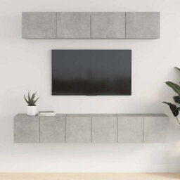 Berkfield Classic 5 Piece Tv Cabinet Set Concrete Grey Engineered Wood - thumbnail 2