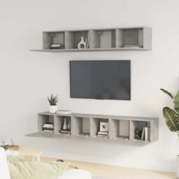 Berkfield Classic 5 Piece Tv Cabinet Set Concrete Grey Engineered Wood - thumbnail 3