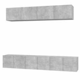 Berkfield Classic 5 Piece Tv Cabinet Set Concrete Grey Engineered Wood - thumbnail 1