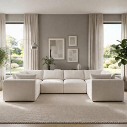 Furniturebox Uk Drift Cream Boucle Fabric 5 Seater U-Shaped Modular Corner Sofa - thumbnail 2