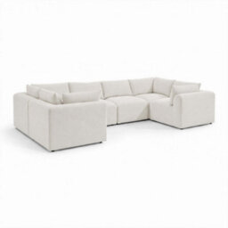 Furniturebox Uk Drift Cream Boucle Fabric 5 Seater U-Shaped Modular Corner Sofa - thumbnail 6