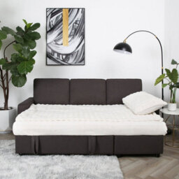 Selene - Corner Sofa Bed In Dark Grey Linen - Pull-Out Sofa - thumbnail 8
