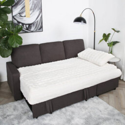 Selene - Corner Sofa Bed In Dark Grey Linen - Pull-Out Sofa - thumbnail 7