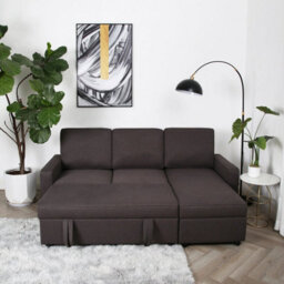 Selene - Corner Sofa Bed In Dark Grey Linen - Pull-Out Sofa - thumbnail 9