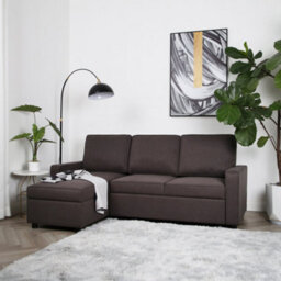 Selene - Corner Sofa Bed In Dark Grey Linen - Pull-Out Sofa - thumbnail 4
