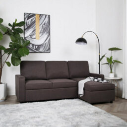 Selene - Corner Sofa Bed In Dark Grey Linen - Pull-Out Sofa - thumbnail 3