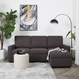 Selene - Corner Sofa Bed In Dark Grey Linen - Pull-Out Sofa - thumbnail 2