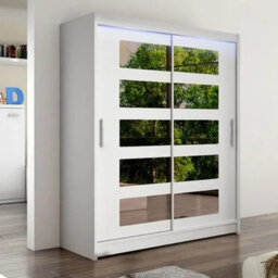 Galeria Sliding Door Wardrobe With Mirror And Led Lighting White - thumbnail 2