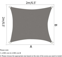 Grey 2X2M Shade Sail Waterproof Uv Resistant - thumbnail 1