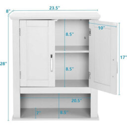 White Wall Bathroom Cabinet Storage Cupboard With Adjustable Shelves Modern - thumbnail 2