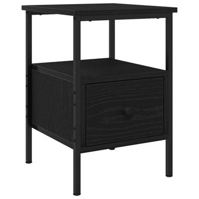 Berkfield Modern Bedside Cabinet Black Oak 34X36X50 Cm Engineered Wood And Steel - image 1