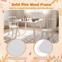 Gainoom Kids Wooden Table And Chairs Set White 3-Piece Toddler Furniture Children Activity Desk Set - thumbnail 6