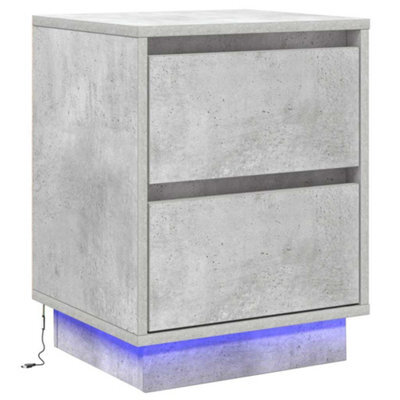 Berkfield Modern Bedside Cabinet With Led Lights Concrete Grey 39X34.5X50 Cm - image 1