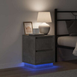 Berkfield Modern Bedside Cabinet With Led Lights Concrete Grey 39X34.5X50 Cm - thumbnail 4