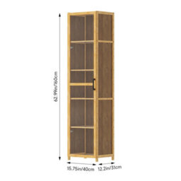 Living And Home 5-Tier Narrow Bookcase Storage Cabinet With Acrylic Door - thumbnail 5