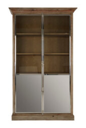Orsina 2 Door Cabinet With Shelves,whitewashed Pine Storage Cabinet,wooden Display Unit With Frosted Glass Doors