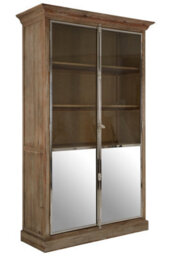 Orsina 2 Door Cabinet With Shelves,whitewashed Pine Storage Cabinet,wooden Display Unit With Frosted Glass Doors - thumbnail 4