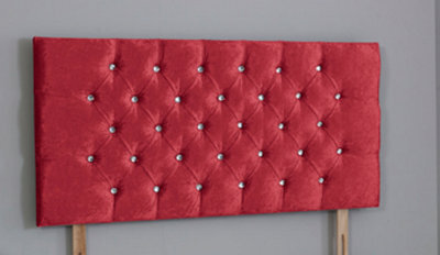 Comfy Deluxe 4Ft Small Double 20Inch      Red   Crush Velvet Chesterfield Headboard