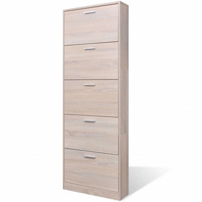 Berkfield Stylish Oak Look Wooden Shoe Cabinet With 5 Compartments - image 1
