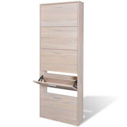 Berkfield Stylish Oak Look Wooden Shoe Cabinet With 5 Compartments - thumbnail 2