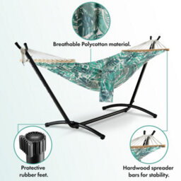 Vonhaus Hammock With Stand, Freestanding 1 Person Hammock With Adjustable Frame, Travel Bag For Garden, Beach, Camping & Outdoors - thumbnail 8