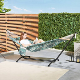Vonhaus Hammock With Stand, Freestanding 1 Person Hammock With Adjustable Frame, Travel Bag For Garden, Beach, Camping & Outdoors - thumbnail 2