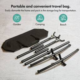 Vonhaus Hammock With Stand, Freestanding 1 Person Hammock With Adjustable Frame, Travel Bag For Garden, Beach, Camping & Outdoors - thumbnail 6
