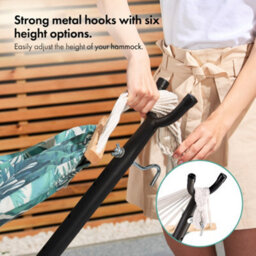 Vonhaus Hammock With Stand, Freestanding 1 Person Hammock With Adjustable Frame, Travel Bag For Garden, Beach, Camping & Outdoors - thumbnail 4
