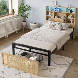Btm Wooden 3Ft Single Bed With Charging Port And Led Strip Light 90X190Cm Headboard Storage - thumbnail 1