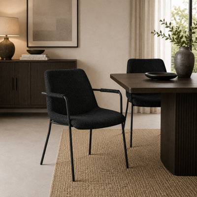 Where Saints Go Ltd Reese Dining Armchairs Pack Of 2, Black Velvet, Matt Black Metal Frames By Where Saints Go - image 1