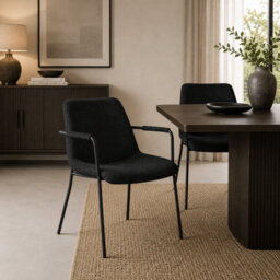 Where Saints Go Ltd Reese Dining Armchairs Pack Of 2, Black Velvet, Matt Black Metal Frames By Where Saints Go - thumbnail 1
