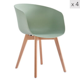 Nordlys Set Of 4 Wood And Mint Green Polypropylene Dining Chairs Modern Design Style Dining Room - thumbnail 1