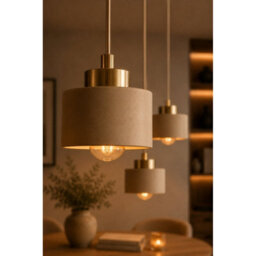 Luminosa Lighting Luminosa Simply Cluster Pendant Ceiling Light Beige, Gold 3X E27 - thumbnail 3