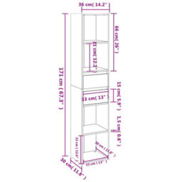 Vidaxl Book Cabinet Smoked Oak 36X30X171 Cm Engineered Wood - thumbnail 7
