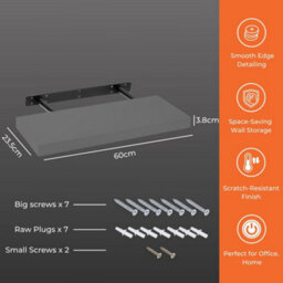 Innoteck 60Cm High Gloss Grey Floating Wall Shelf - thumbnail 5