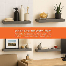 Innoteck 60Cm High Gloss Grey Floating Wall Shelf - thumbnail 7