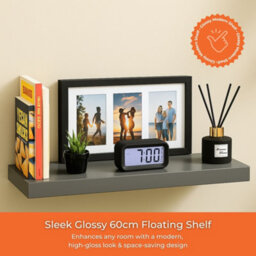 Innoteck 60Cm High Gloss Grey Floating Wall Shelf - thumbnail 2