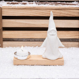 Annibells White Ceramic Wood Santa Reindeer Christmas Tree Candle Holder (11087) - Santa - thumbnail 1