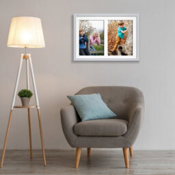 AK Frames 20X14 Silver Sleek Multi Photo Frame With White Mount - Holds 2 Apertures (2X) A4 Photos - thumbnail 3