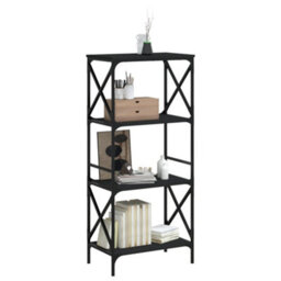 Berkfield Bookcase 4-Tier Black 59X35X132 Cm Engineered Wood - thumbnail 3