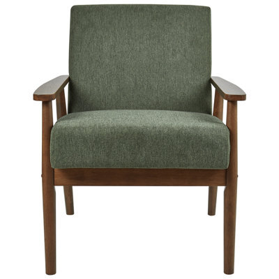 Wyld And Coco Everluxe Armchair Green Retro Design With Dark Rubberwood Frame - W62 X D80 X H79Cm - image 1